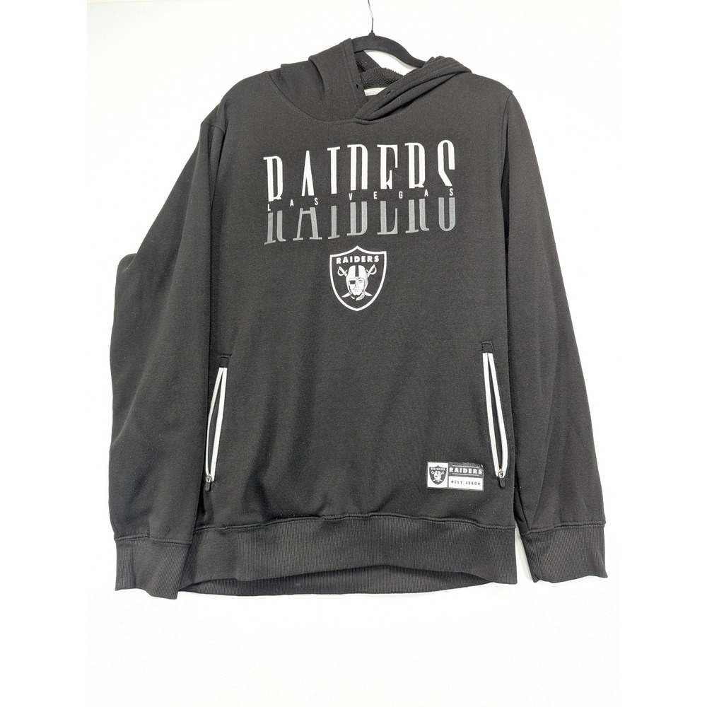 Las Vegas Raiders NFL Team Apparel Black Hoodie Zip Pockets Men's L